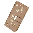 Fashion Women's Leaf Wallet Long Leather Card Holder Purse Zipper Buckle EleU6F7