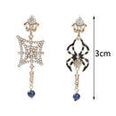 Crystal Rhinestone Spider Web Long Earring Stud Net Punk Pierced Ear Halloween