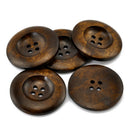 20PCs Dark Coffee 4 Holes Round Wood Sewing Buttons 35mm B4A8