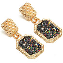 Large Rectangular Metal Drop Earrings Ladies Party Hanging Earrings Fashion