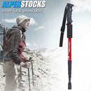 Trekking Pole 4 Sections Aluminum Telescopic Hiking Walking Cane (Red) A