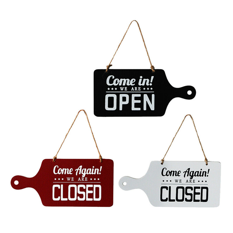 3pcs Open Closed Sign Welcome Wooden Hanging Plaque for Door Window Bar Cafe