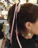 2Pcs Women Girls Hair Bow Silk ribbon Long streamers hair Rope Beach hair rin Gw