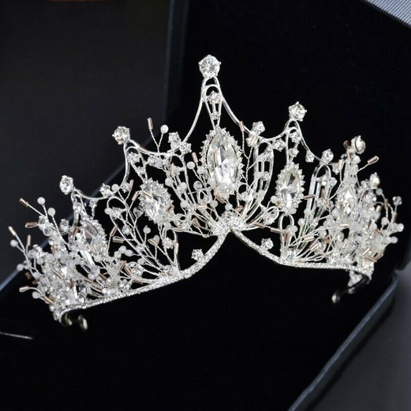 New Big Baroque Handmade Crystal Princess Crowns For Queen Rhinestone Tiara Y5O7