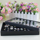 Display ring earring jewelry 29x19x4cm 100 slots cover showcase