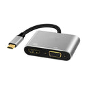 Premium 2in1 USB Type C Hub 4K HDMI & VGA Port Display Adapter Splitter Box