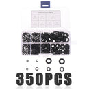 350Pcs M2/M2.5/M3/M4/M5/M6/M8 Black Nylon Flat Washer Assortment Kit JR