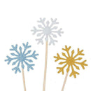 Glitter Snowflake Cupcake Toppers Cake Picks Decoration for Birthday Weddin