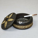 Creative Wooden Ashtray with Lid Thai Style Craft Bussiness Gift Decor Small
