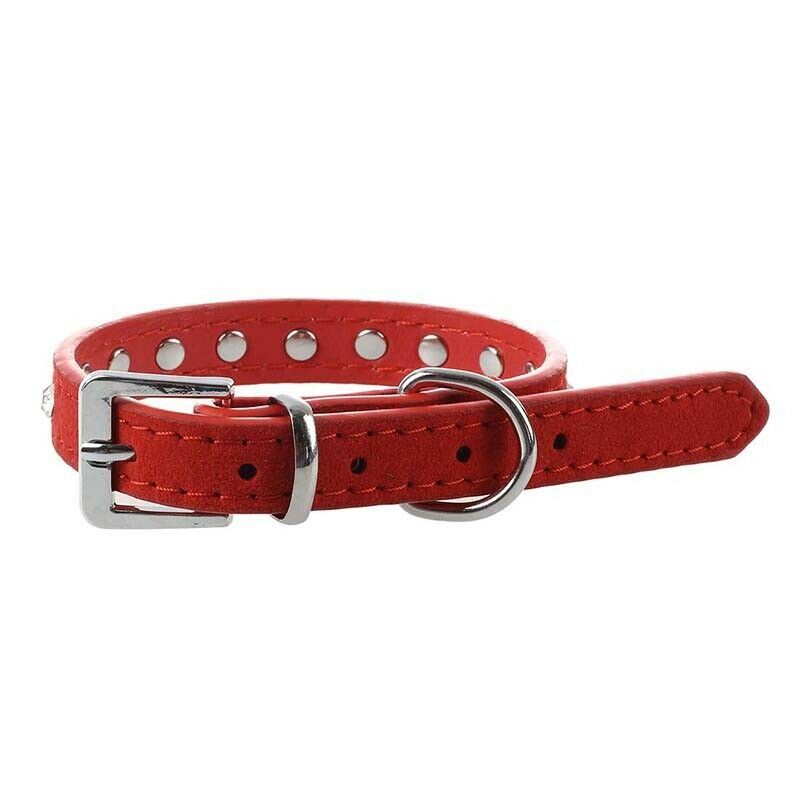 Red PU Leather Dogs Cats Pets Puppy Neck Safety Collars XS