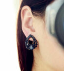 New Elegant Navy Blue Crystal Rhinestone Dangle Water Drop Stud Earrings Fashion