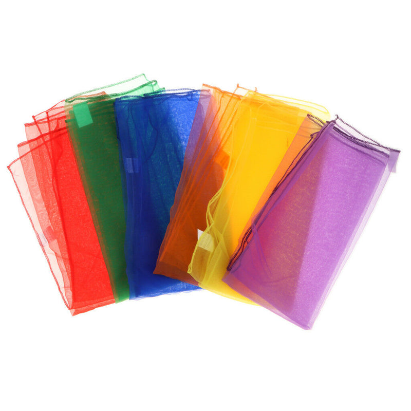 6x Multi-Color Square Juggling Dance Scarfs Magic Tricks Props for Kids