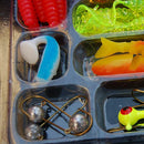 35pcs Soft Worm Fishing Baits Set Simulation Lures Kit+ 10 PCS Jig Head Hooks