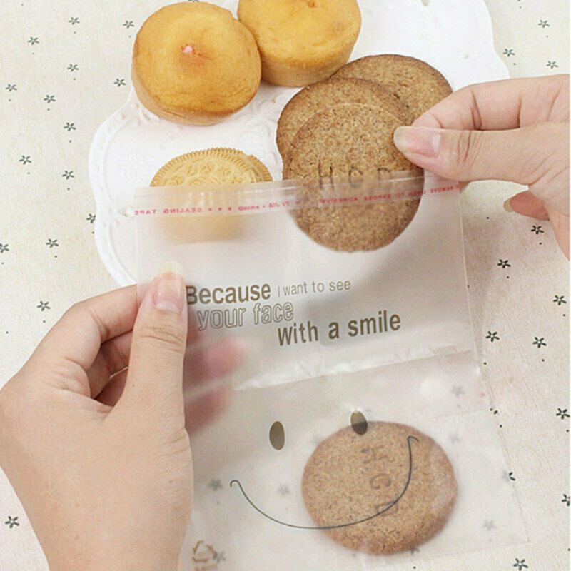 1 X Plastic Candy Biscuit DIY 50Pc Self-Adhesive Matte Thin Bag SMY