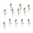 12pcs Fly Fishing Bead Head Nymph Fly Fishing Flies Ribbed Ear Trout Wet Fly