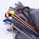 10 Pcs/Set Straw Spoon Reusable Stainless Steel Drinking Spoons Straw with