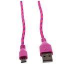 1M Braided Fabric Mini USB Data&Sync Charger Cable Cord For Cell Phone Rose Y7D1