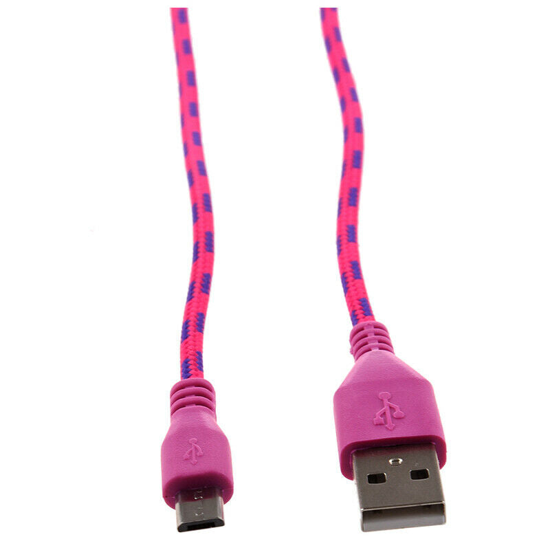 1M Braided Fabric Mini USB Data&Sync Charger Cable Cord For Cell Phone Rose Y7D1