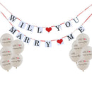 Will You Marry Me Theme Proposal Party Decoration Banner and Balloons Set