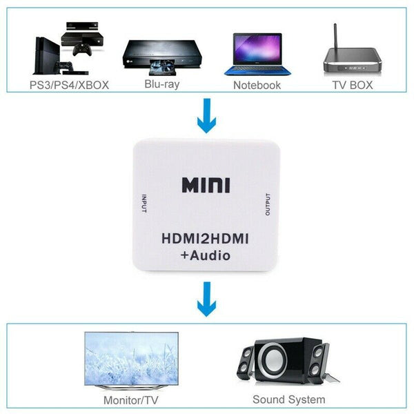 1080P Hdmi Extractor Splitter Hdmi Digital To Analog 3.5Mm Out Audio Hdmi2H A8V9