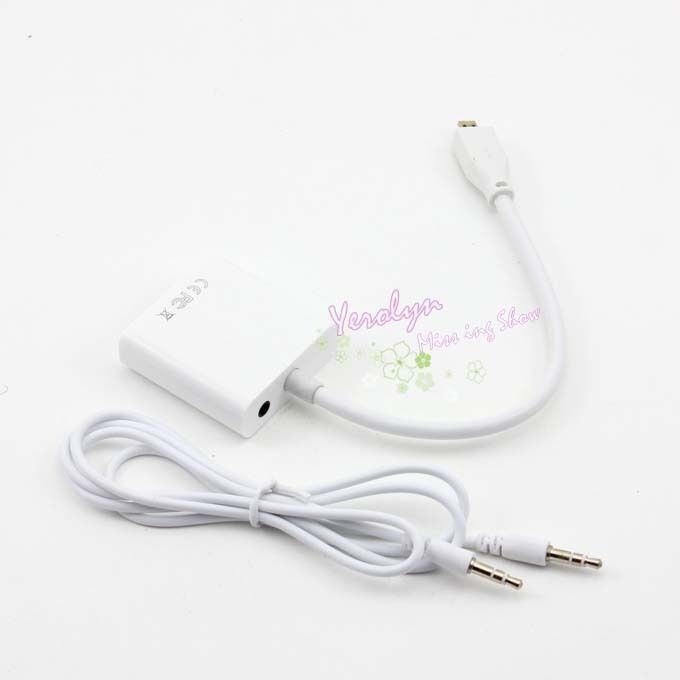 New HDMI Male to VGA Female Video Converter Adapter+3.5mm Audio Cable TV