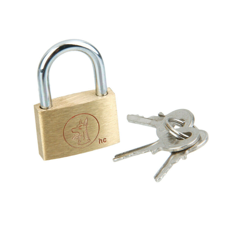 Brass Padlock Locker Long Shackle Suitcase Toolbox w/ Key 25mm