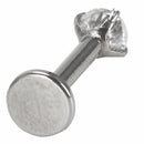 2PCS x 8mm Stainless Steel Inlaid Piercing Cubic Zirconia Lip Rings R9O5