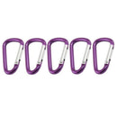 5 Pcs Travel D Shaped Aluminum Alloy Carabiner Clip Hooks Purple Q2Z1