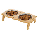 Raised Pet Feeder Solid Bamboo Stand Perfect for Cat Dog S02