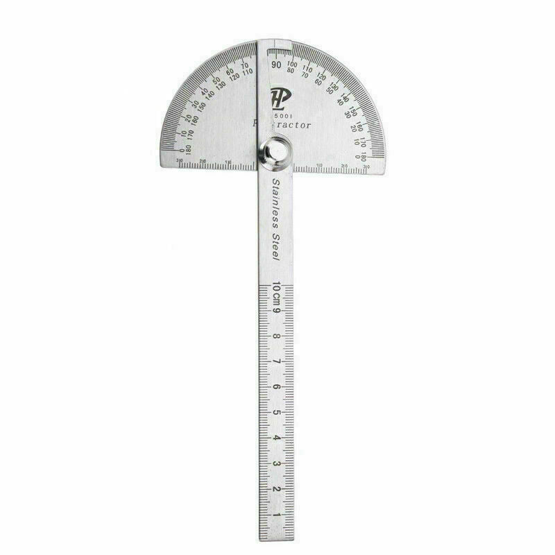 1*Student Steel Stainless Round Head Rotary Protractor Angle Rule Measuri N Z0I2