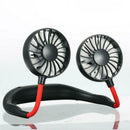 1Pc Neck Hanging Sport Mini Fan Portable USB Rechargeable Lazy Fan Black+Red