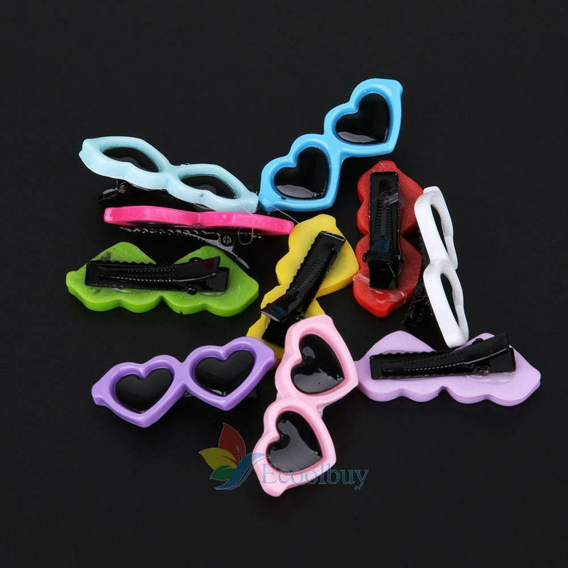 10x Cute Hairpin Puppy Pet Dog Cat Hair Bows Clips Glass Grooming Accessories A