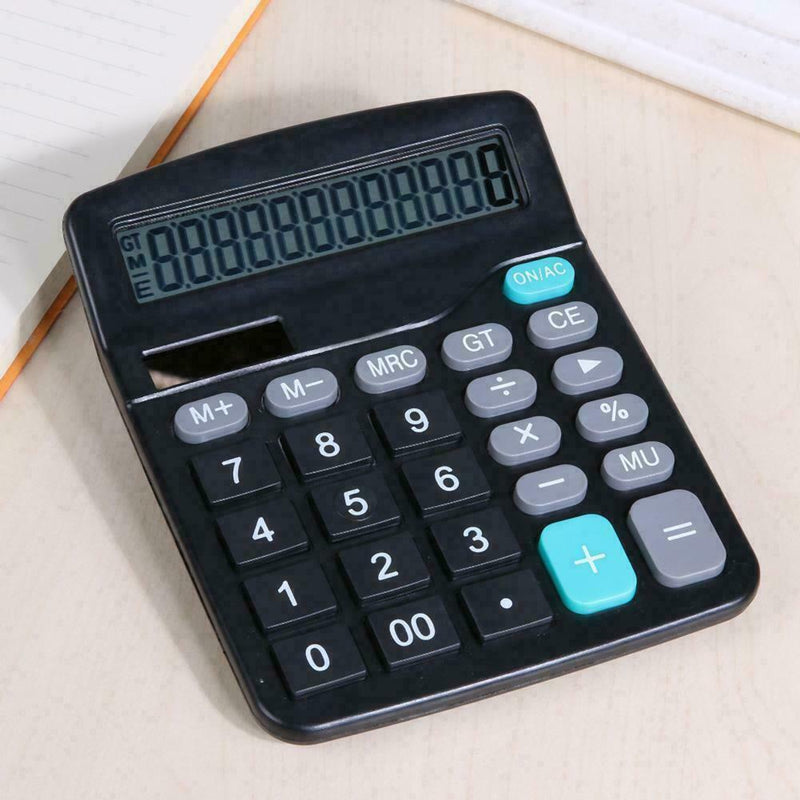 1* Solar Battery Desktop Calculator Basic 12 Digit Supplies Office Display L8W6