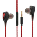 Dual-Action-Coil Earphone With Heavy Bass In-Line Control Noise-isolating