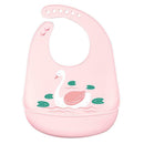 Cartoon Silicone Kids Bib Waterproof Baby Feeding Adjustable Apron (Pink)
