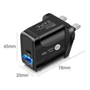 18W PD QC3.0 USB Charger USB C Quick Charge 3.0 Wall Charger (UK Black) A