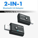 Bluetooth5.0 Transmitter Receiver USB Wireless Stereo Audio Adapter Dongle 2in1.