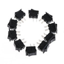 10x 10*15MM Small Black Rocker Switch KCD1-11 250VAC/3A 6A 125V AC 2P Switche Gw