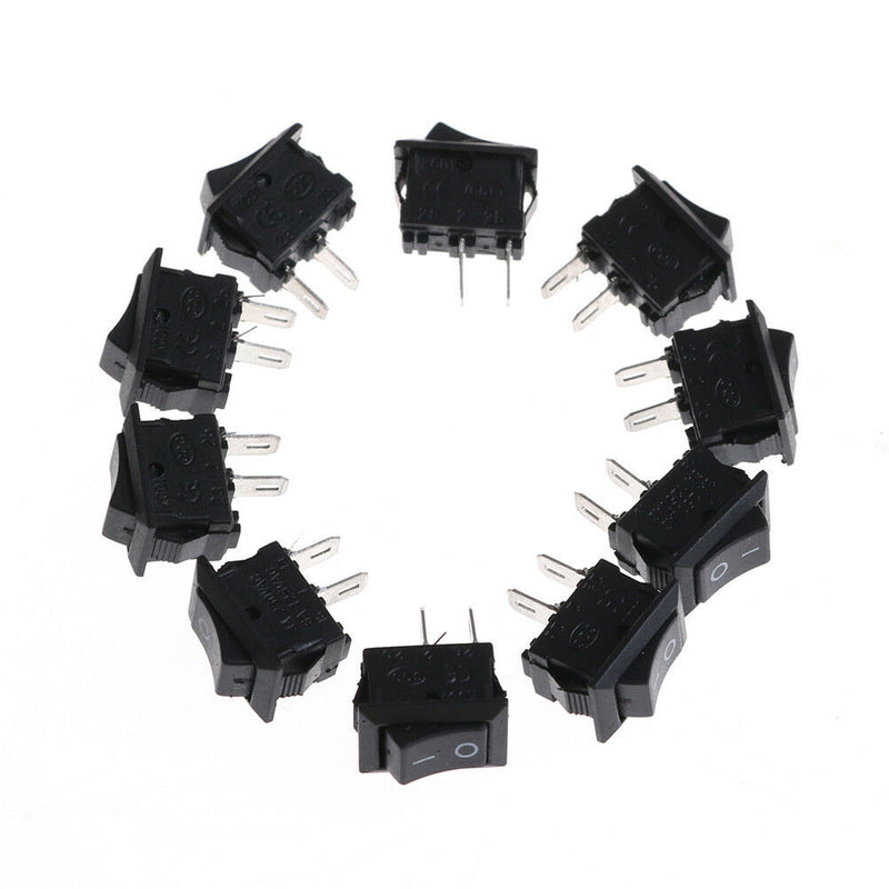 10x 10*15MM Small Black Rocker Switch KCD1-11 250VAC/3A 6A 125V AC 2P Switche Gw