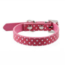 Rhinestone PU Leather Adjustable collar for Dog Cat Pet Pink XS