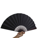 Men's Black Spun Silk Calligraphy Painting Writing Dancing Folding Hand Fan