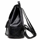 Bags Drawstring Black Casual Shoulder Bag Women Backpack Leather Tassels School