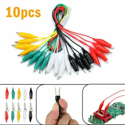 20pcs Alligator Crocodile Clip Test Lead 5 Coloured Cable Wire Double End Jumper