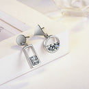Women Crystal Rhinestone Circle Square Asymmetric  Drop Dangle Ear Stud Earri JR