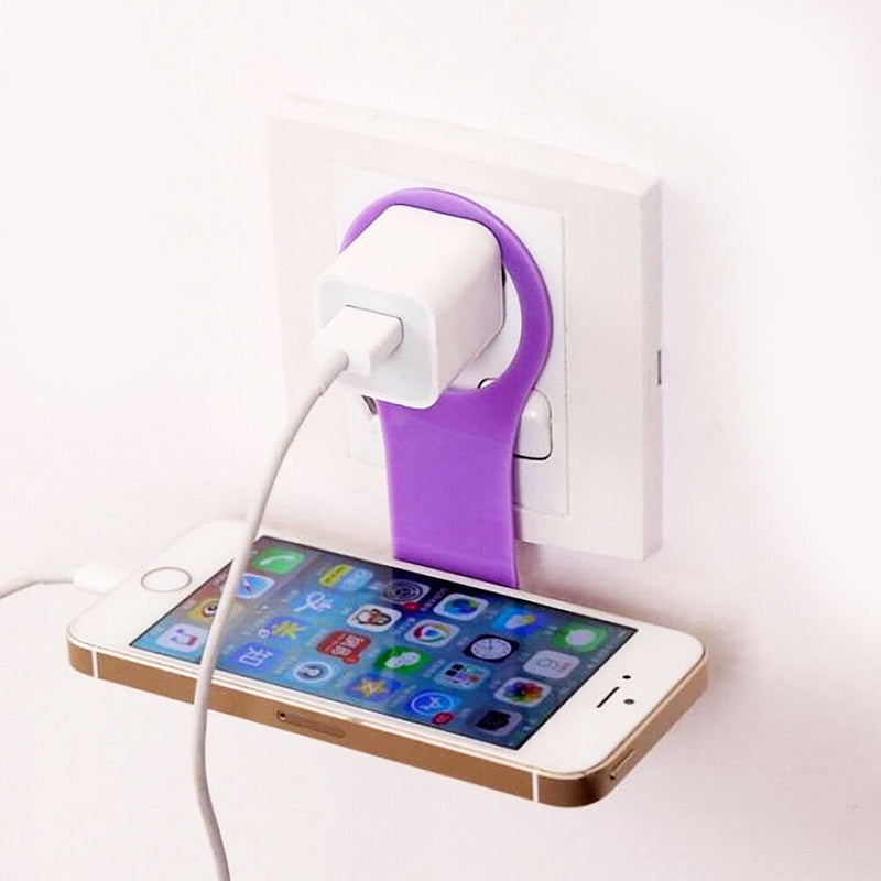 2PCS Foldable Cell Phone Charging Rack Holder Wall Charger Adapter Hanger Shelf