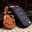 Natural Rosewood Car Key Ring Key Pendant Beautifully Lucky Buddha Orname HOT