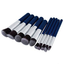 10Pcs Women Fashion Blue Makeup Blush Brush Powder Cosmetic Foundation Brush