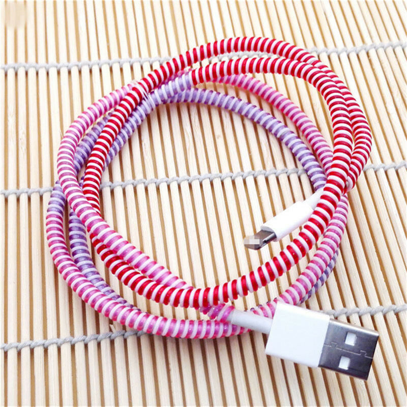 10PCS Spiral Phone USB Data Charging Cable Wire Cord Wrap Protector DIY Winder #