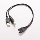 1 Female Power Enhancer Y to 2 Male Data Charge Cable Extension Cord 30cm U Nw