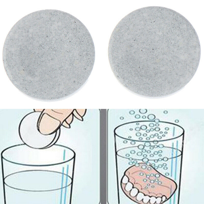 24x Tablets Denture Cleansing Tablets Daily Deep Clean Whitening AntibacterialJR